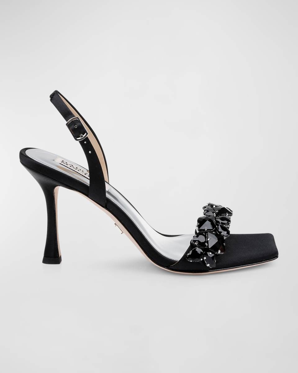 Leanna Satin Crystal Slingback Sandals